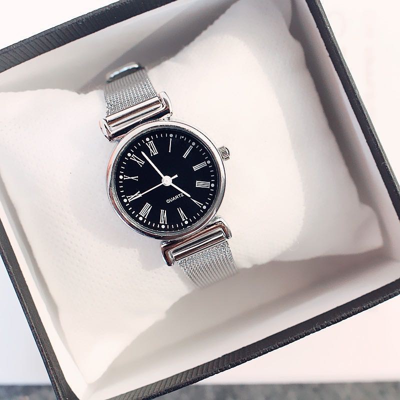 [COD] Jam Tangan Stainless Steel Gaya Korea Untuk Wanita Analog / Jam Tangan Analog Stainless Steel-35-3 A RomawiHitam