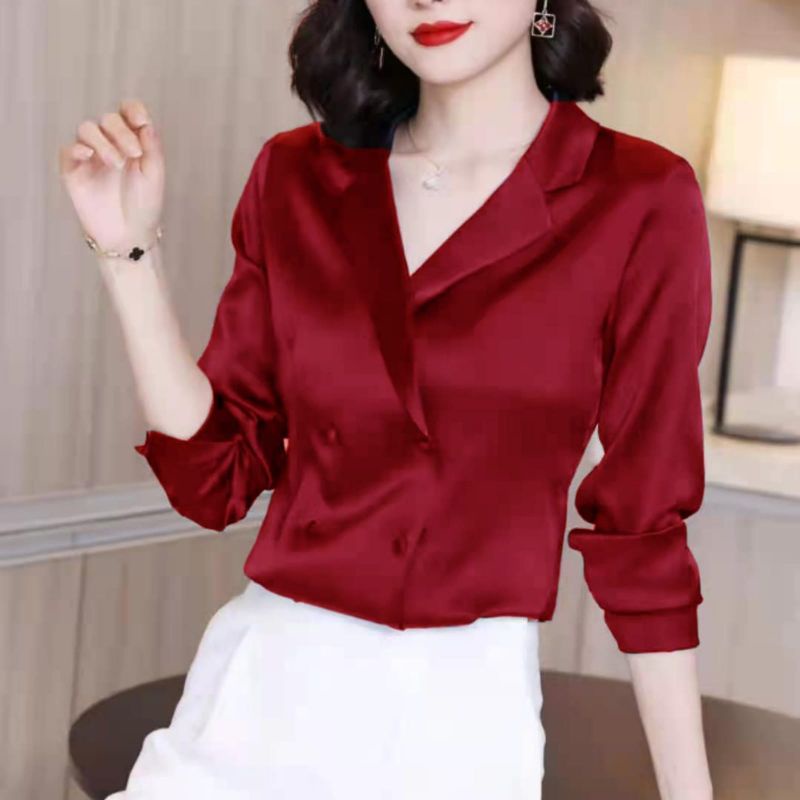 MDLV ~ 7162 Cellynda Double Breasted Blazer Premium Kemeja Korean Blouse Import Blouse Premium Blouse Korea Fashion Import