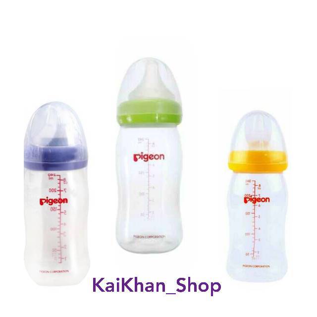 Pigeon PP Wide Neck with P-Plus Nipple Botol Susu [160mL/240 mL]