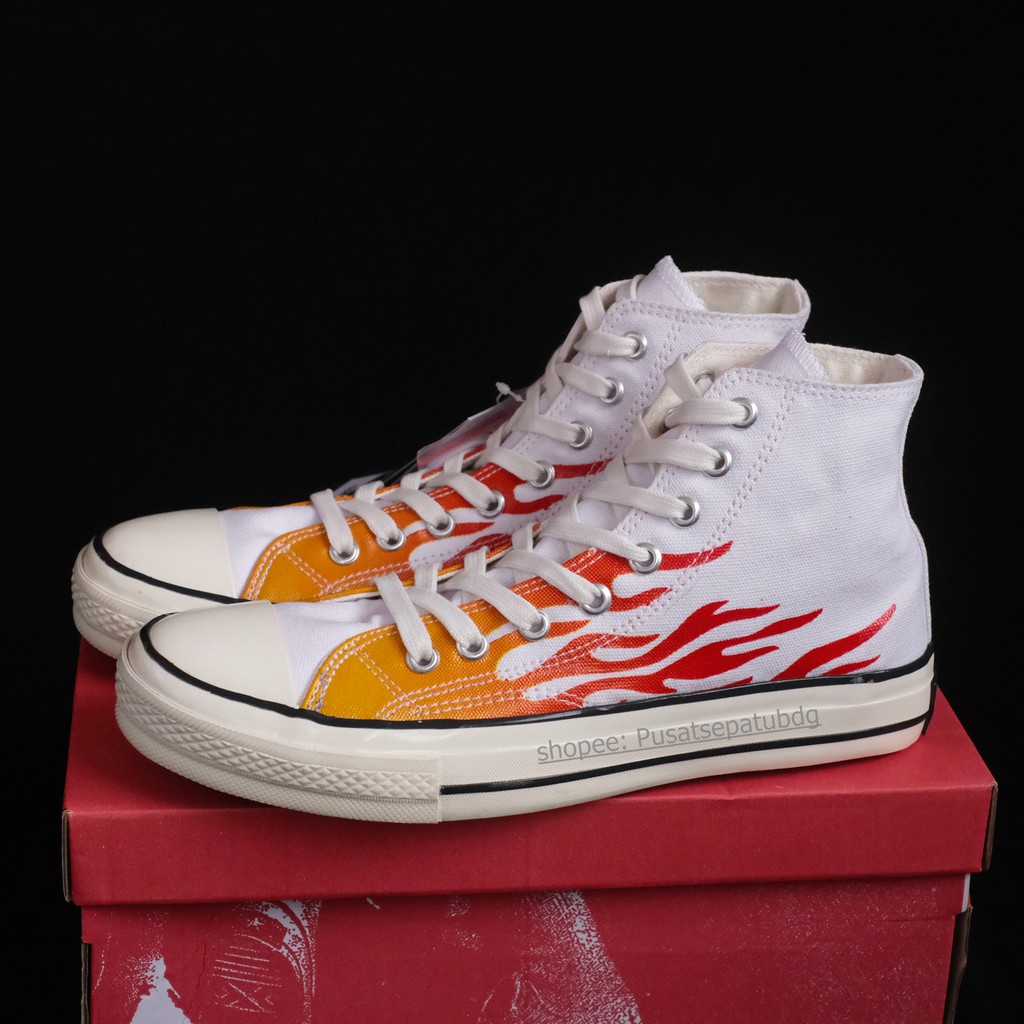 CONVERSE FLAME HIGH WHITE RED MOTIF 70S EGRET