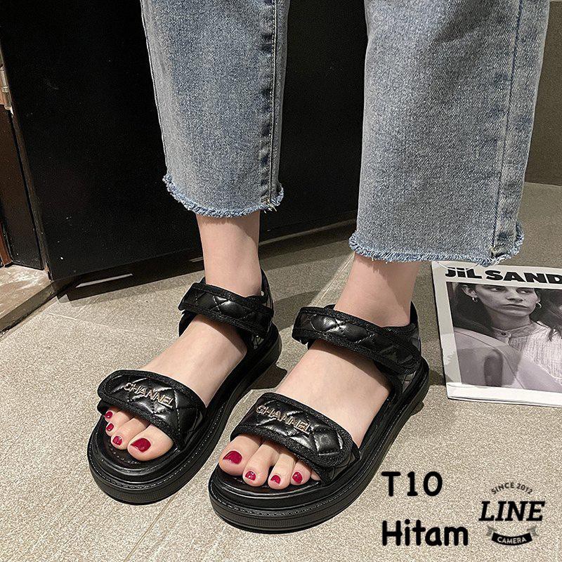 SANDAL WANITA SLIP ON FASHION KOREA SHOES T10