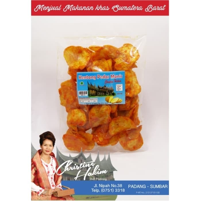 

Keripik Kentang Pedas Manis Christine Hakim 250gr / Kripik Sanjai Balado Oleh2 Khas Padang