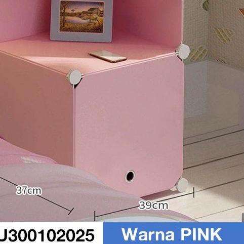 ☺ Sunxin - Lemari Kotak Persegi Plastik Portable Bongkar Pasang Rak Serbaguna Susun Rak Buku 2 Pintu