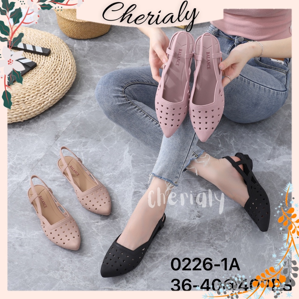 BALANCE Sandal Flatshoes Hak Pendek Wanita Import Bahan Jelly Rubber Empuk ELastis Model Tali Belakang 0226-1A