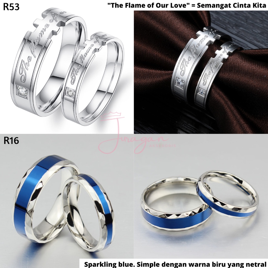 [UKIR NAMA + BOX HATI] Cincin Couple Romantis Titanium High Quality Anti Karat Awet Kode R Bonus Gelang