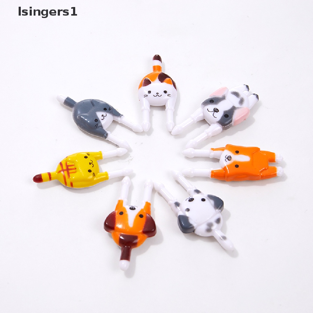 (lsingers1) 7pcs / Set Garpu Buah / Dessert / Kue / Snack Mini Bentuk Hewan Untuk Aksesoris Bento