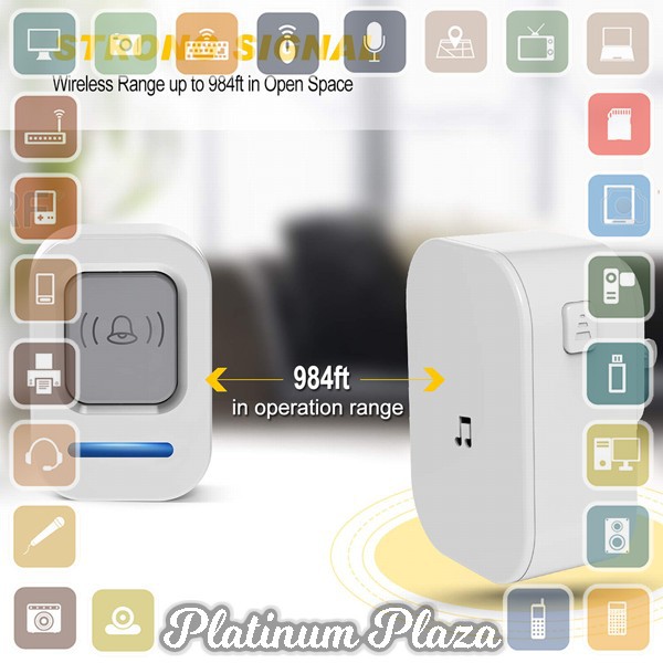 KERUI Bell Pintu Wireless Doorbell Waterproof 60 Tunes 1 Receiver - F53 - White`2SPZGP-