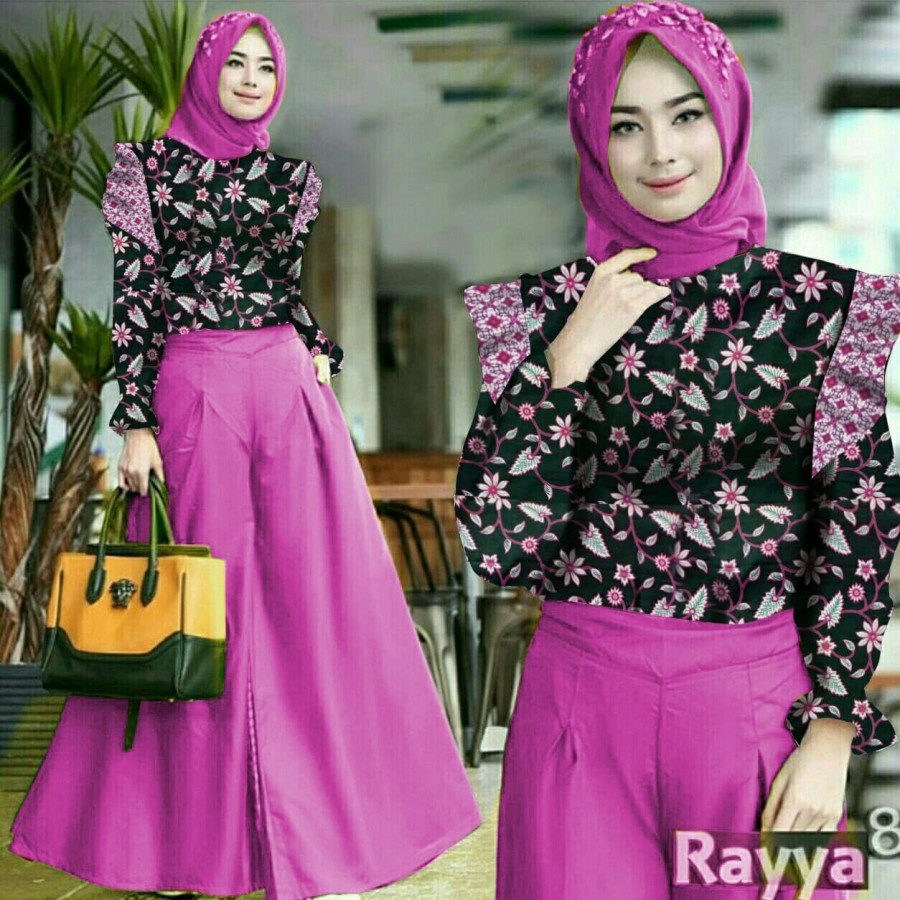 ST Baju Setelan Celana Setcel Wanita Muslim Dewasa Remaja Modern Busui Pesta Lebaran Terlaris Modis 