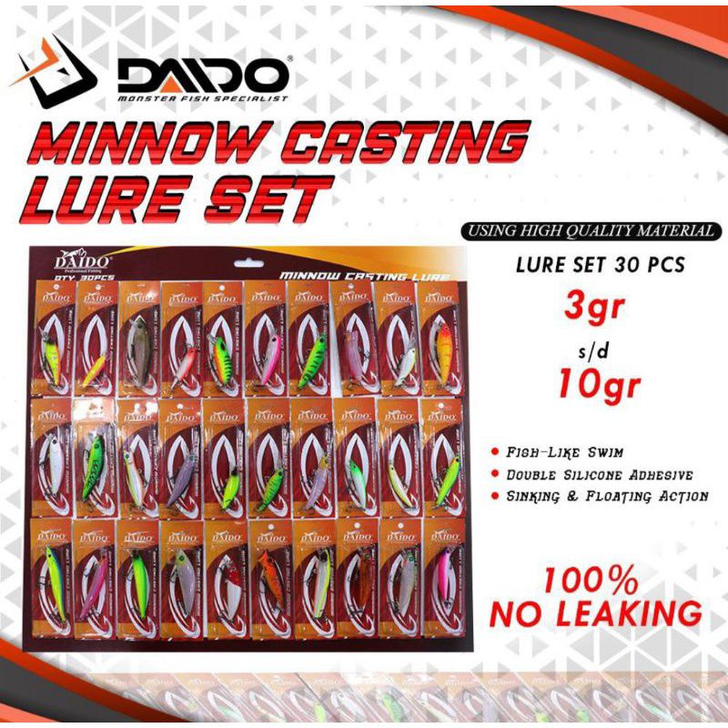 UMPAN DAIDO MINNOW CASTING LURE SET ISI 30 PCS MURAH