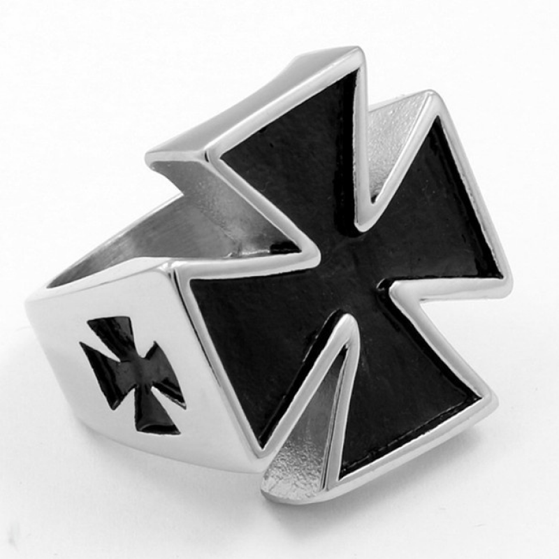 Pria Vintage Gothic Biker Tentara Salib Abad Pertengahan Ksatria Templar Cross Punk Ring