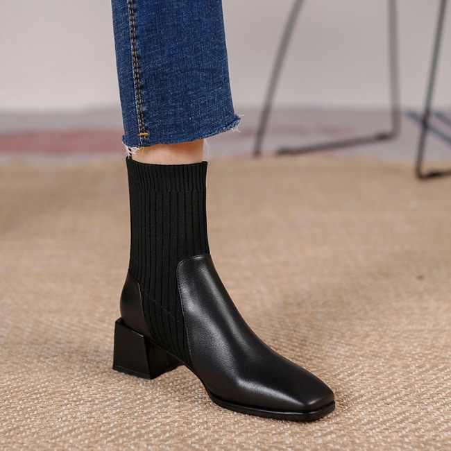 IMPORT REBECCA WOMAN ANKLE BOOTS WINTER FASHION SHOES SEPATU HAK TINGGI WANITA KOREAN STYLE