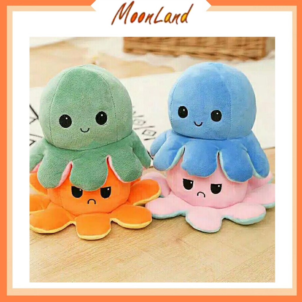 MoonLand 18 Boneka Gurita Octopus Doll Bisa Bolak Balik Cumi Ekspresi Rainbow Pelangi COD