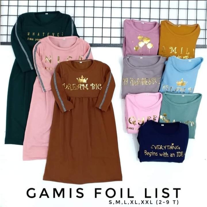 Baju Anak Perempuan Gamis Foil List Trendy Bagus dan Nyaman