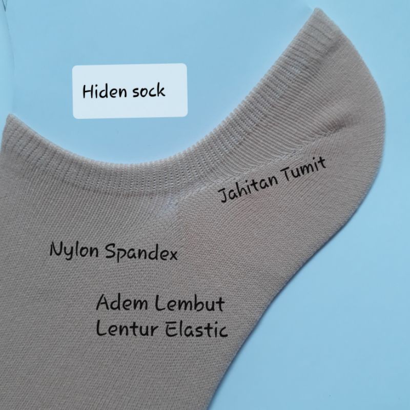 12 PASANG KAOS KAKI HIDEN SOCK NYLON