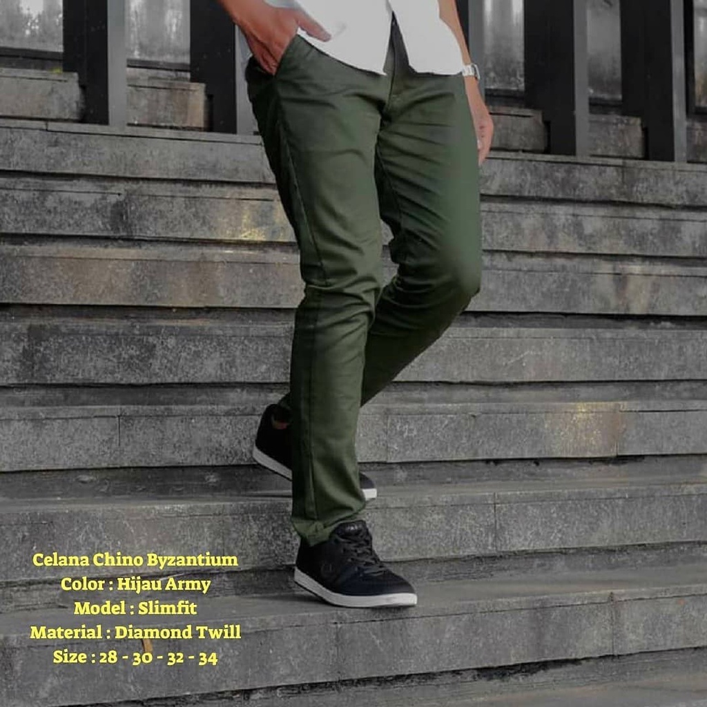 Celana chino hijau army / celana panjang chinos pria