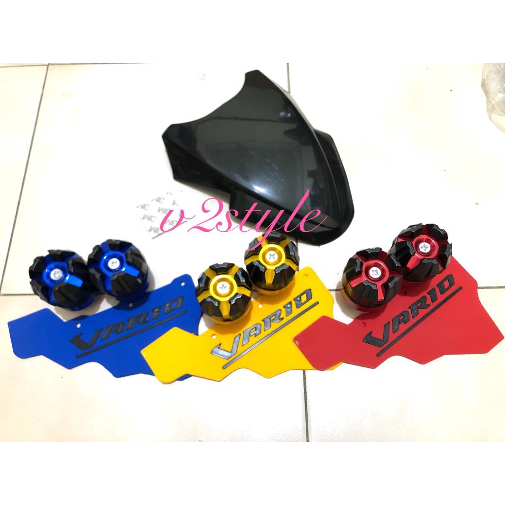 PAKET 3IN1 VISOR VARIO 160 ABS NEW + LEM 3M + MUDFLAP VARIO 160 + JALU AS RODA CNC PNP SET VARIASI ACCECORIES HONDA VARIO 160 NEW TERBARU Vario 160 Honda ORI Visor / Kedok PAKETAN MOTOR VARIO 160 NEW TERBARU KELUARAN TERBARU WINDSHIELD VARIO 160 ABS PNP