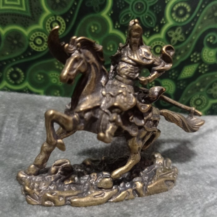 Patung Kwan Kong Berkuda, Kuningan, 5,5 Cm