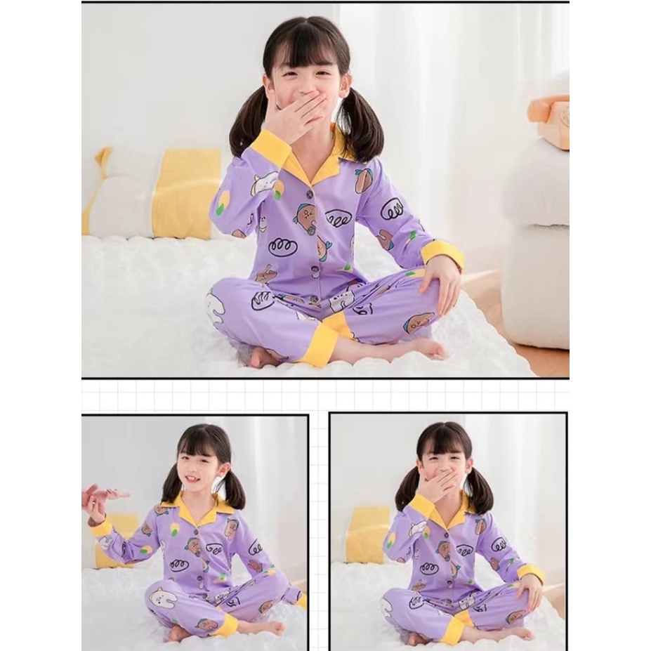 Baju tidur piyama anak pp bahan kaos spandek import bisa cewek cowok