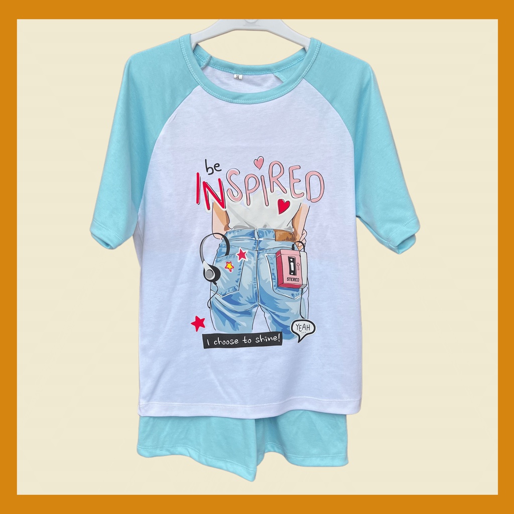 Play House - Setelan Baju Raglan Anak Perempuan Pakaian Anak Perempuan Umur 4-15 Tahun