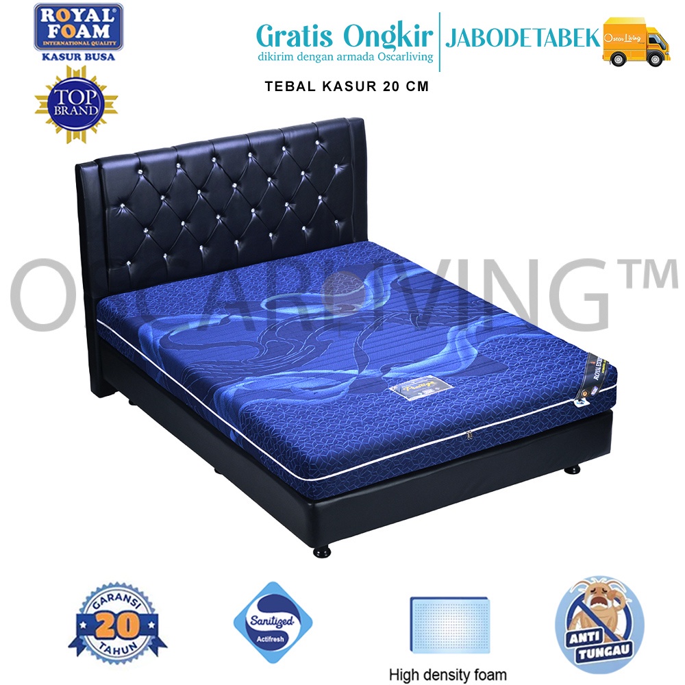Kasur Busa Royal Foam Prestige Tebal 20 Cm Zipper Biru Divan Oreo HB Oxford [Kasur Busa Fullset/Khus