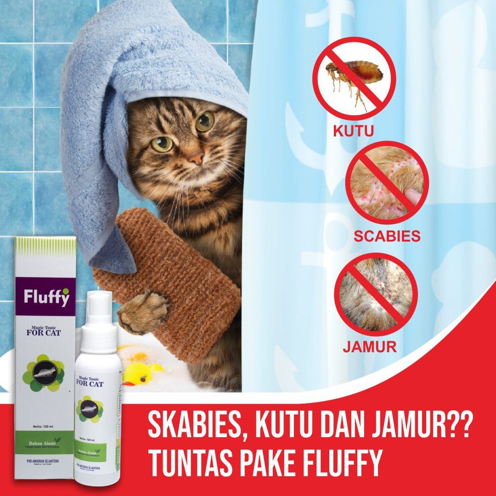 (AMPUH) Obat Kutu Kucing Tetes FLUFFY 30ML Semprotan Kutu Kucing Angora Anak Kucing Hamil Alami Scab