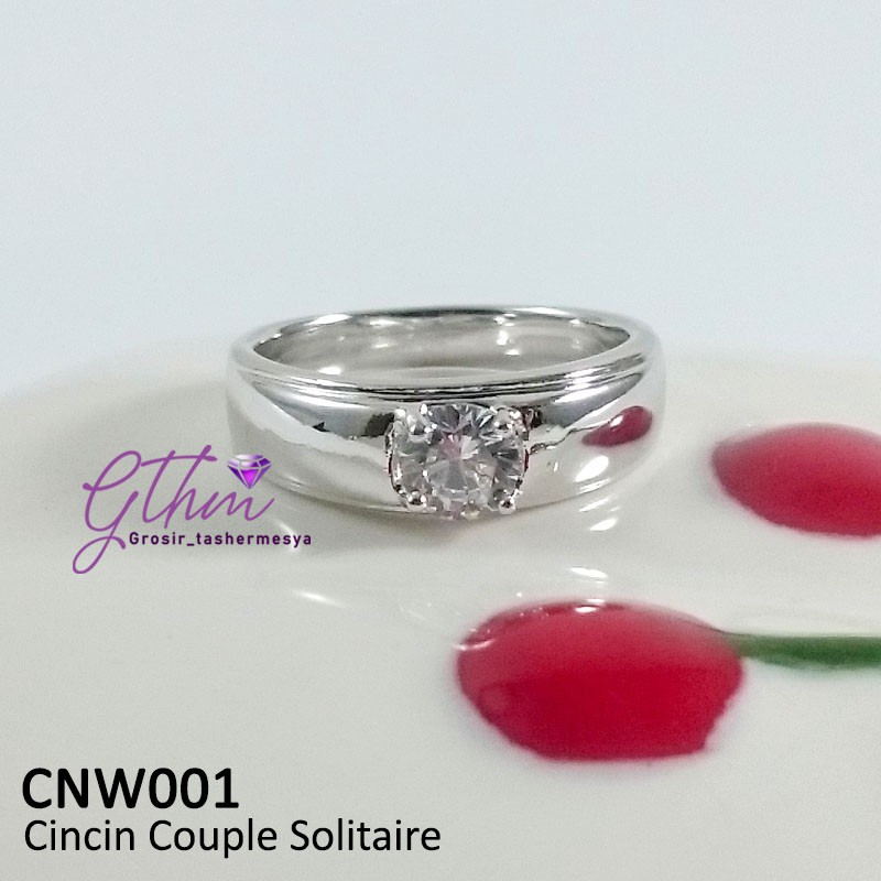 Cincin Pasangan Couple Single Pengantin Emas Silver Mata Kristal Swaroski CNG001