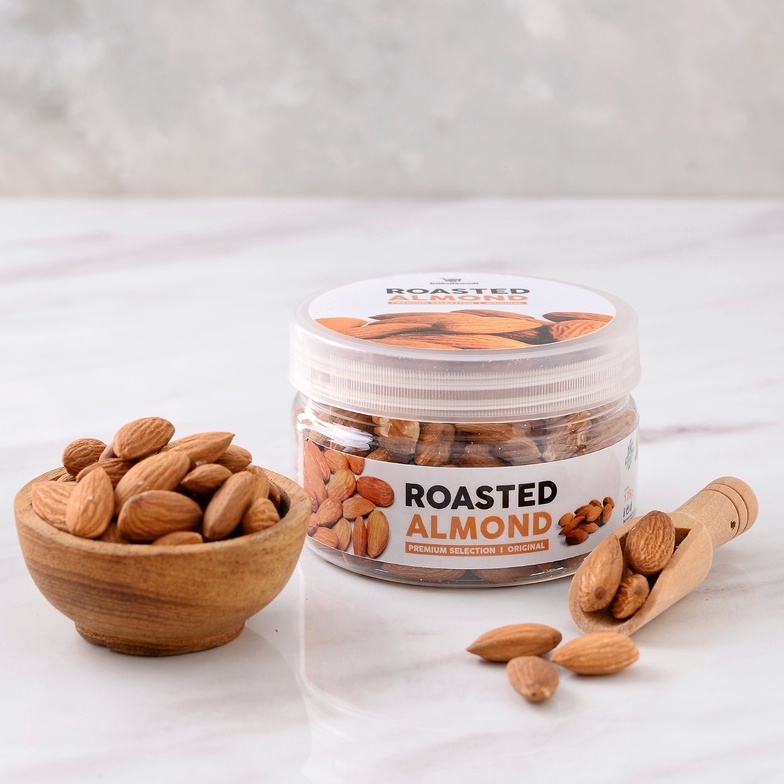 Kacang Almond Panggang Kupas Premium Organik Roasted Almond Original Natural