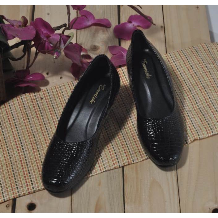 BIG SIZE - Sepatu Formal Wanita Kulit Croco - Sepatu Pantofel Cewek Ukuran Jumbo-Besar 41 42 43 44 45