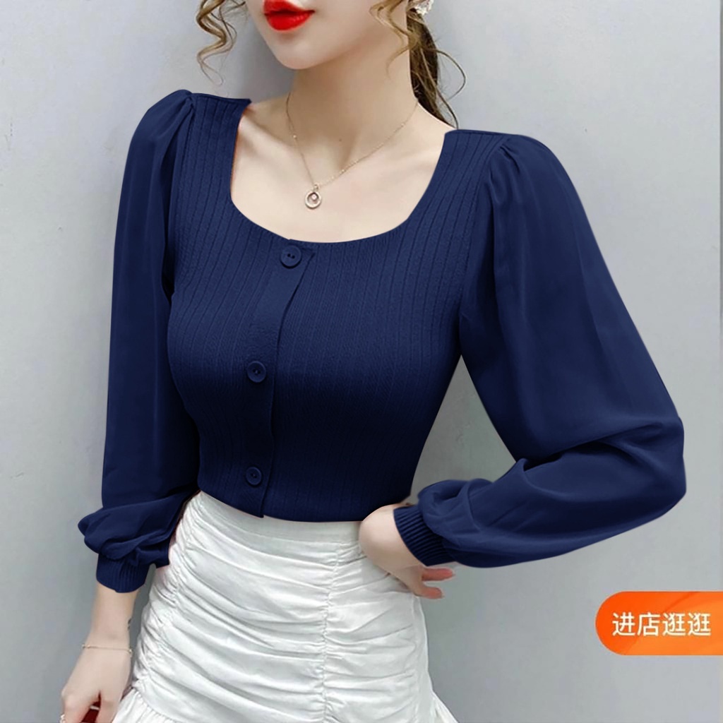 WSE390 - Blouse Vienna Rajut PREMIUM Kombinasi Sifon LD 90 - 100 CM PJ 40 CM PREMIUM QUALITY