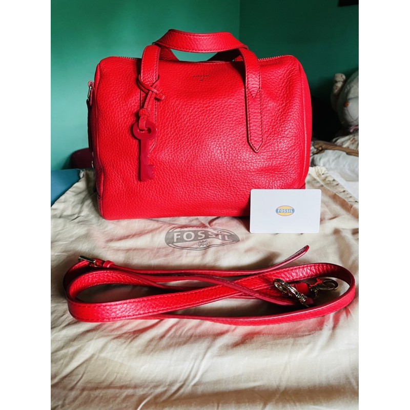 Preloved Tas Fossil Sidney Satchel Scarlet Red (Authentic)