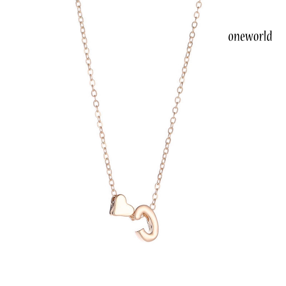 OW@ A-Z 26 Capital Letter Heart Pendant Fashion Women Chain Necklace Jewelry Gift