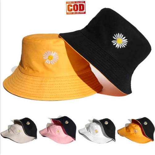 BUCKET HAT MOTIF BUNGA DAISY / MOTIF BUNGA KOREAN STYLE