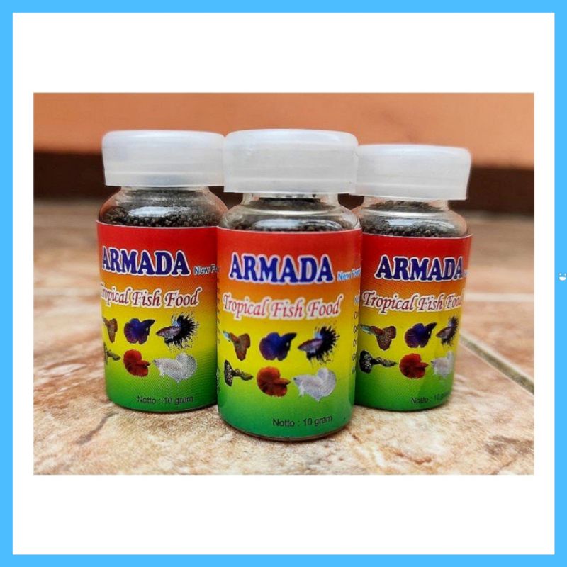 MAKANAN IKAN HIAS KECIL ARMADA 10 GRAM MAKANAN CRYSTAL CUPANG GUPPY DLL