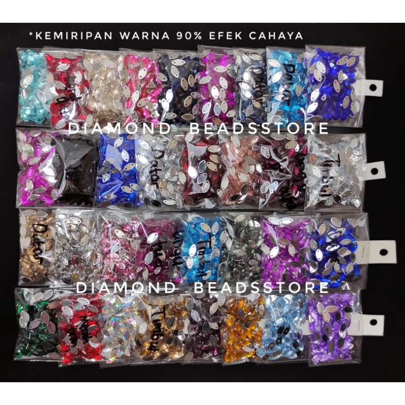 READY 100biji | Payet kristal jahit | diamond sampan kecil | diamond resin  kecil 5*10mm 100biji