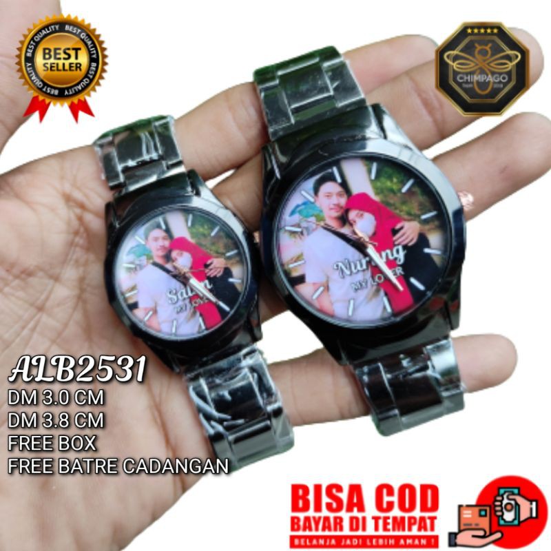 Jam Tangan Couple Foto Sendiri Bisa Custom Alb 2531 Shopee Indonesia