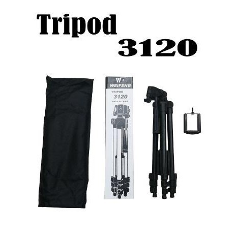 Tripod 1 meter Weifeng 3120 Hitam dan Kamera Universal + Free Holder U dan Dudukan Kamera