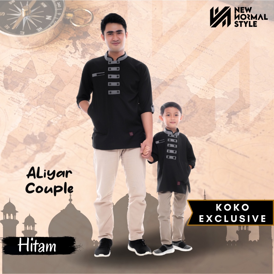 Aliyar Couple Series Baju Kemeja koko Kokoh Kemko Pria Dewasa Couple Ayah dan Anak Laki Laki Cowok 8 10 12 13 Tahun Lengan Pendek Terbaru 2022