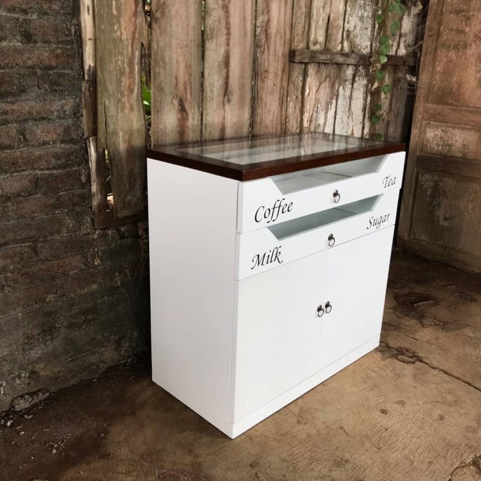 MEJA RAK KOPI LACI MINIMALIS SHABBY