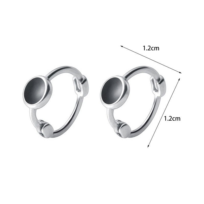 Fancyqube Anting Hoop Enamel Estetik Model Minimalis Warna Hitam Untuk Pria Dan Wanita