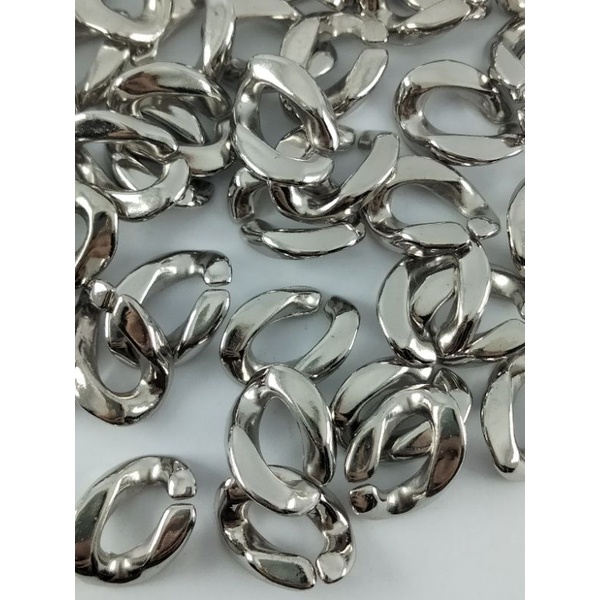 Rantai Plastik Silver Bahan Untuk Membuat Kalung Masker Aksesoris Kerajinan Tangan DIY