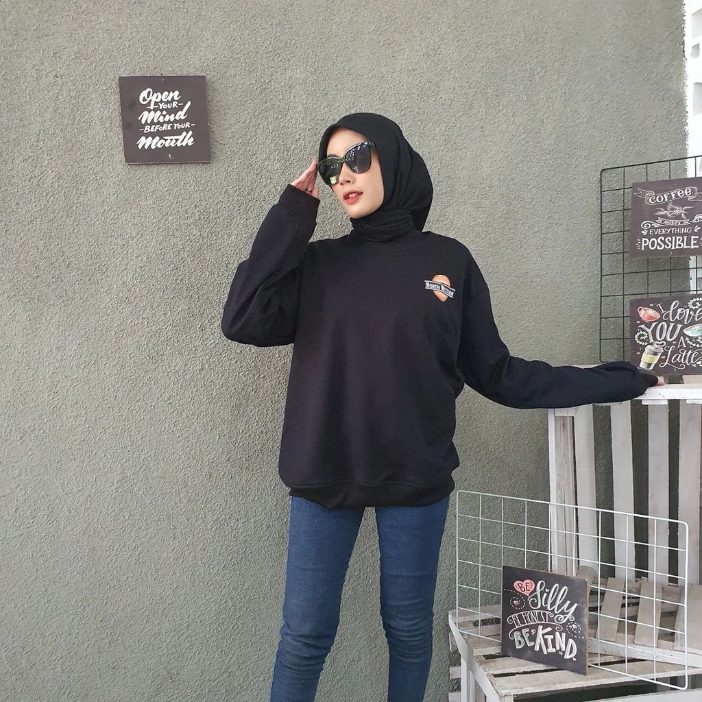 Sweater North Western | Korean Style 2 Side Sweatshirt Terbaru | Bahan Fleece Tebal Dan Lembut | Allsize | Baju WanitaKasual OOTD Korean Style