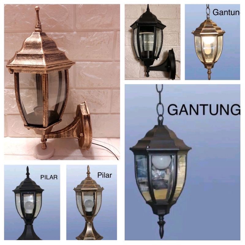 Lampu Dinding/Lampu Outdoor/Lampu Tempel /Lampu Taman/Lampu Tidur / Lampu Pilar/Lampu Antik 059S AB-BK