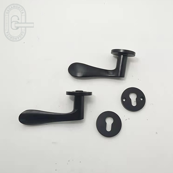 Gagang Pintu 1set siap pasang, Coating Door Lever Handle Pintu Roses Hitam Coating Terbaru Ukuran Panjang