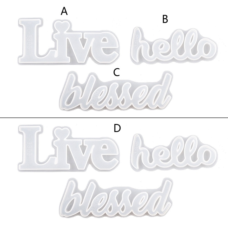 SIY  DIY Hello Blessed Live Letter Resin Casting Molds English Letters Love Pendant Silicone Jewelry Resin Mold Craft Tools