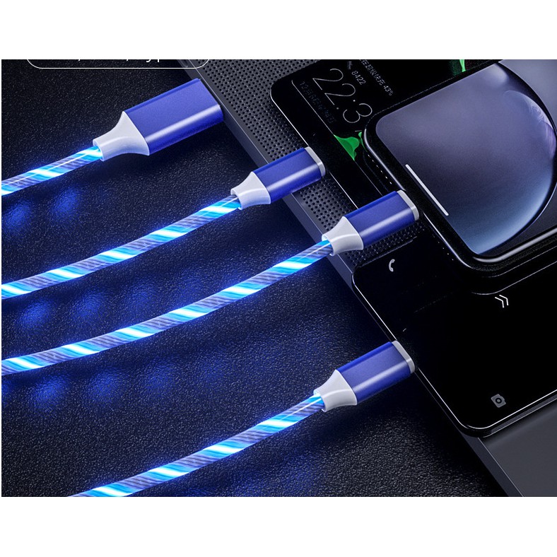 Kabel Data / Charger Micro USB / Tipe-C Magnetik 5A Fast Charging Dengan Lampu Led Untuk IPhone