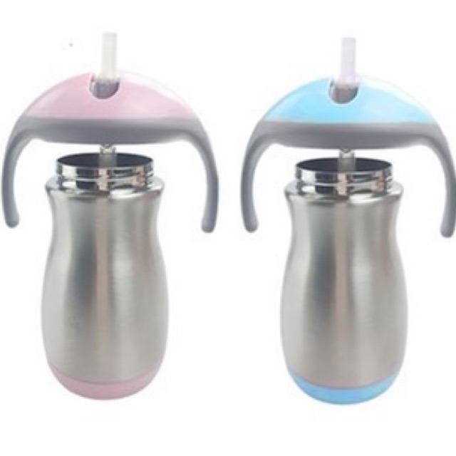 Stainless Steel Double Wall Vacum Baby Bottle with Silicone Straw