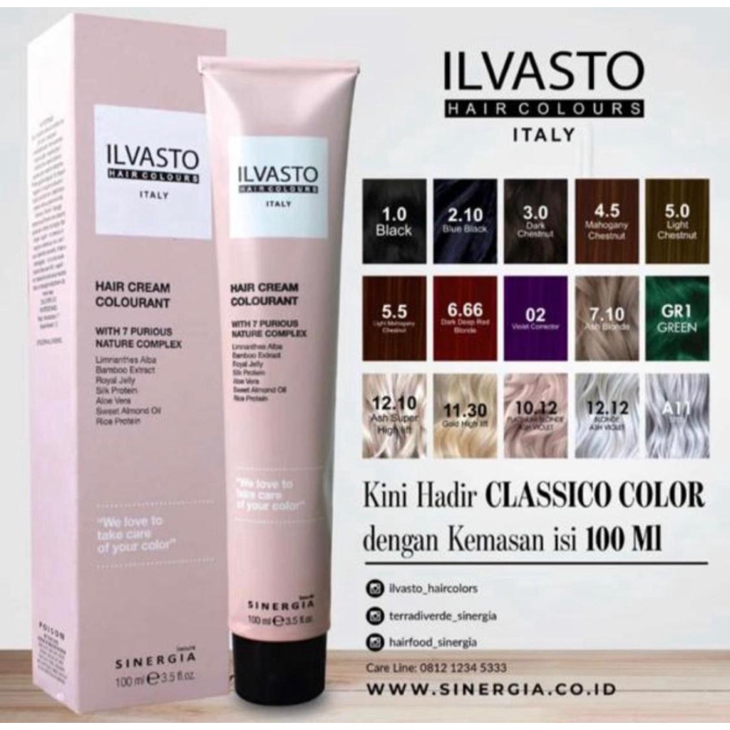 ILVASTO HAIR COLOR CLASSICO 100ML | SEMIR | PEWARNA RAMBUT | CAT RAMBUT