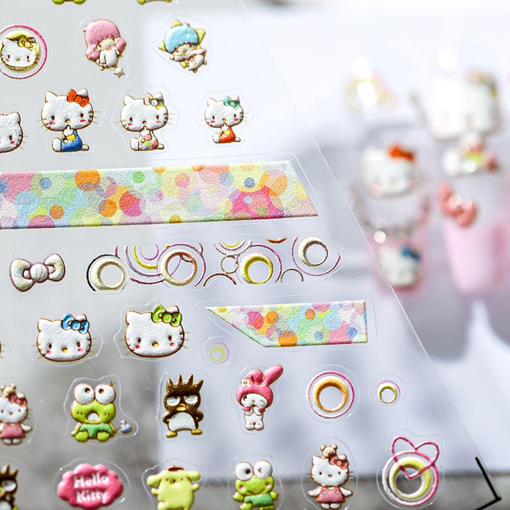 [Elegan] Kartun Stiker Kuku Wanita Lucu Kitty Kucing Flamingo Blueberry Kue Perekat Diri Dekorasi Nail Art DIY