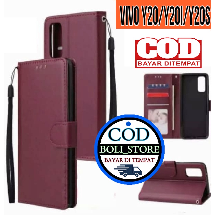 vivo y12s 2020 y20 2021 flip leather case premium flip wallet case kulit untuk vivo y12s 2020 y20 20