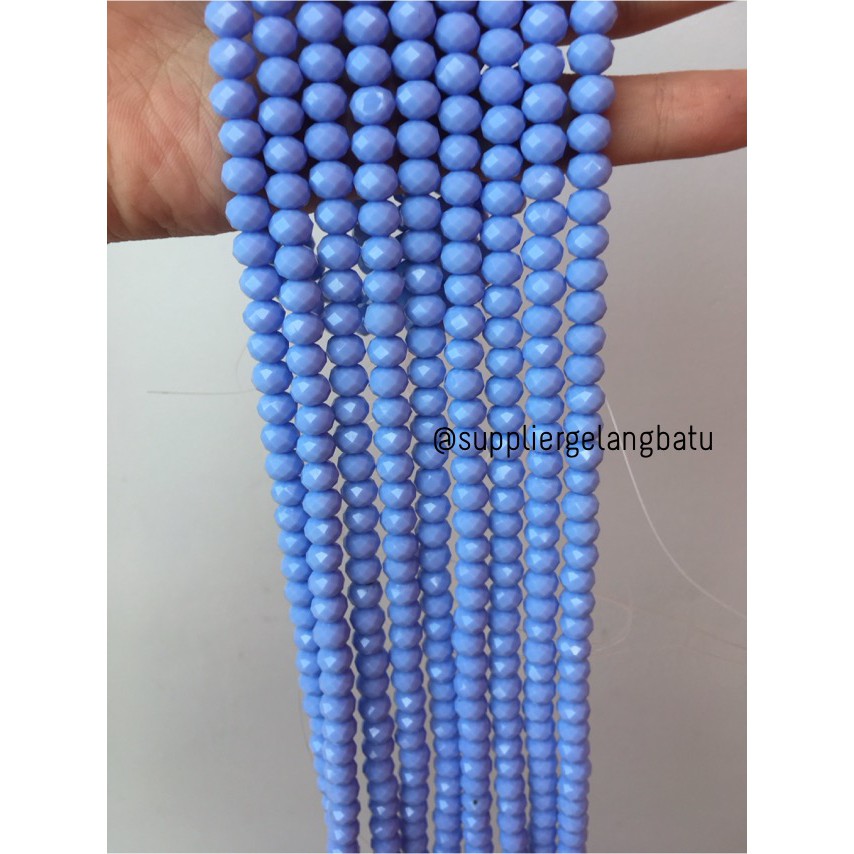 Crystal Ceko Doff 8mm biru muda aksesoris beads manik donat rondelle bahan kristal gelang kalung